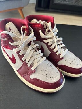 Jordan Women's High-Top Sneakers in Maroon and White